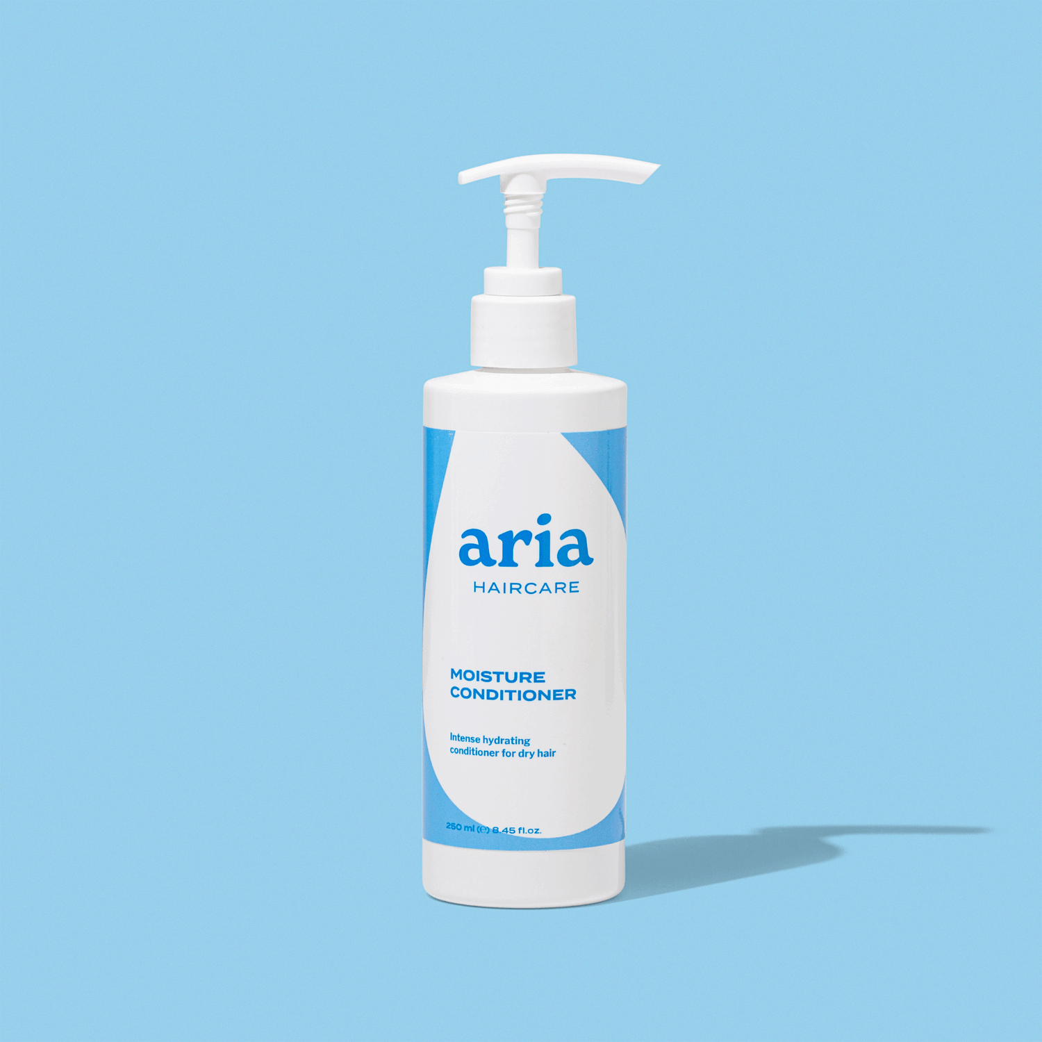 Aria haircare moisture hydrate conditioner on a blue background